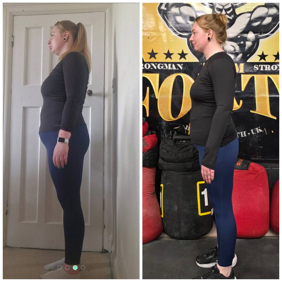 Coaching client side-on before and after